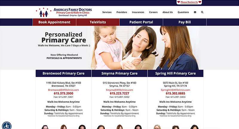 America's Family Doctors Web Development